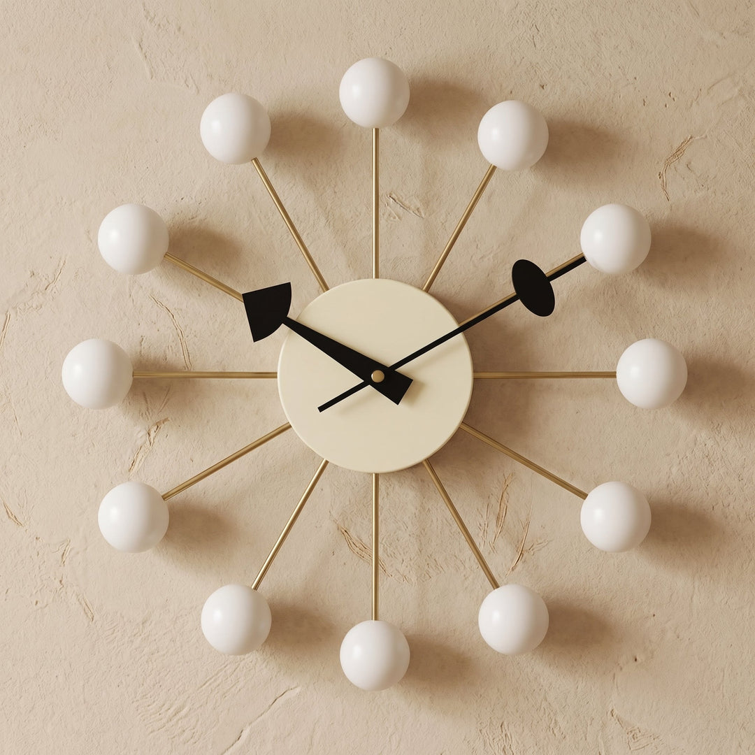 Decorative retro ball wall clock in a spherical design - Wall Clock - White - Oaksoho
