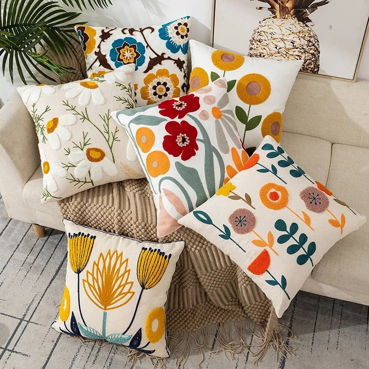 Decorative Cushion Cover with Floral Embroidery for the Home