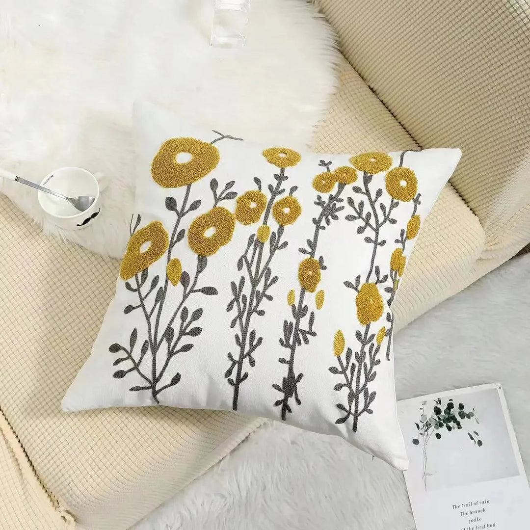 Decorative Cushion Cover with Floral Embroidery for the Home