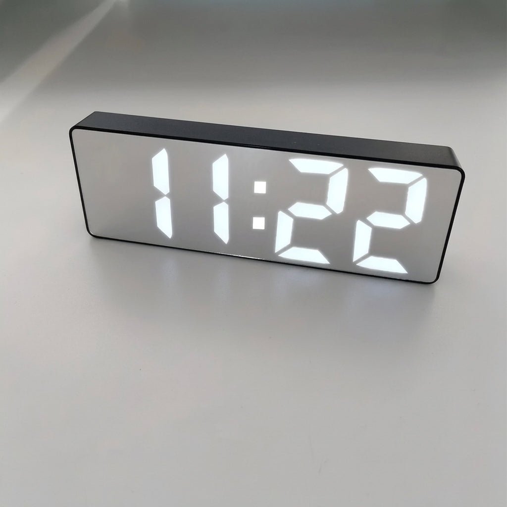 Digital Alarm Clock with LED Mirror Display - Alarm clock - Glossy Black - Oaksoho
