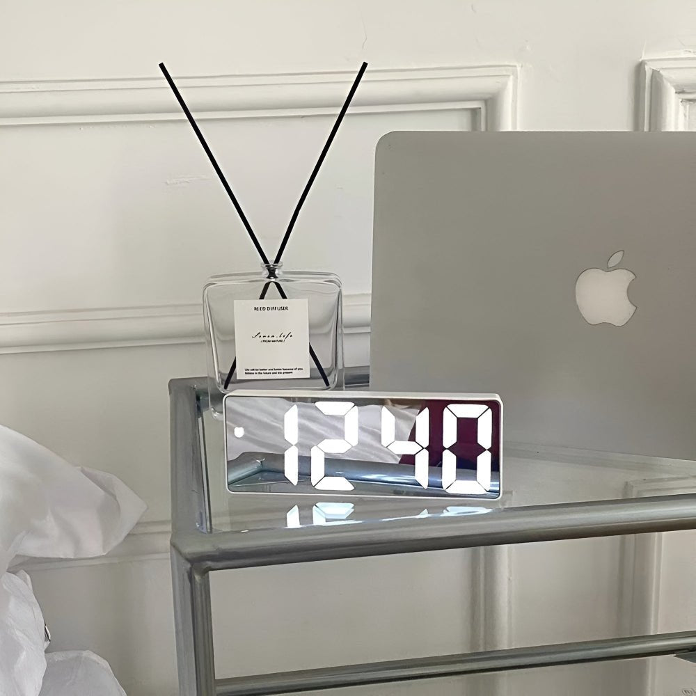 Digital Alarm Clock with LED Mirror Display - Alarm clock - Mirror White - Oaksoho