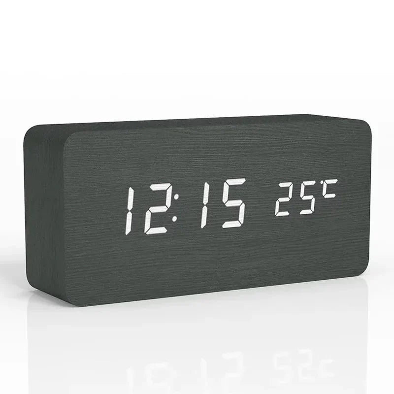 Digital Alarm Clock with Temperature Display - Digital Clock - Black - Oaksoho