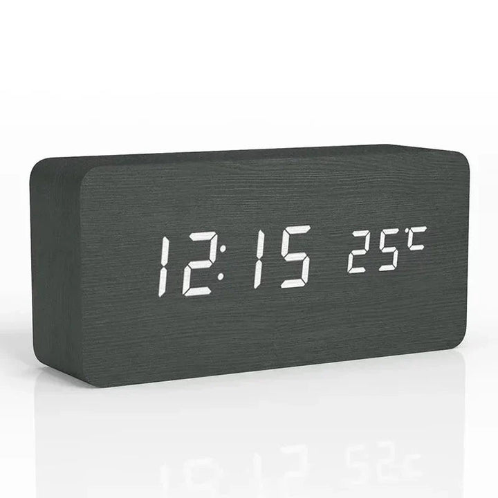 Digital Alarm Clock with Temperature Display - Digital Clock - Black - Oaksoho
