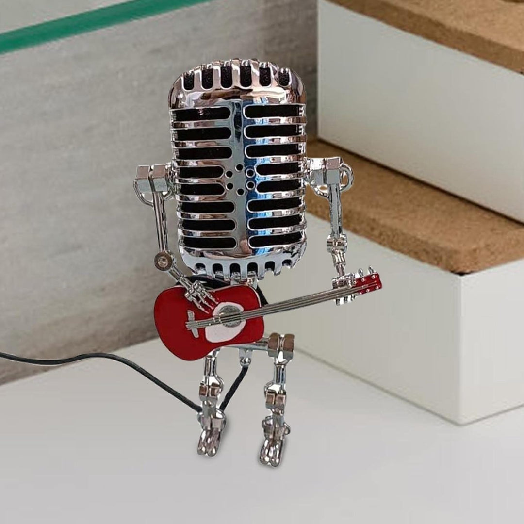 Dimmable LED Table Lamp in Creative Microphone Robot Design - Table Lamps - Red - Oaksoho