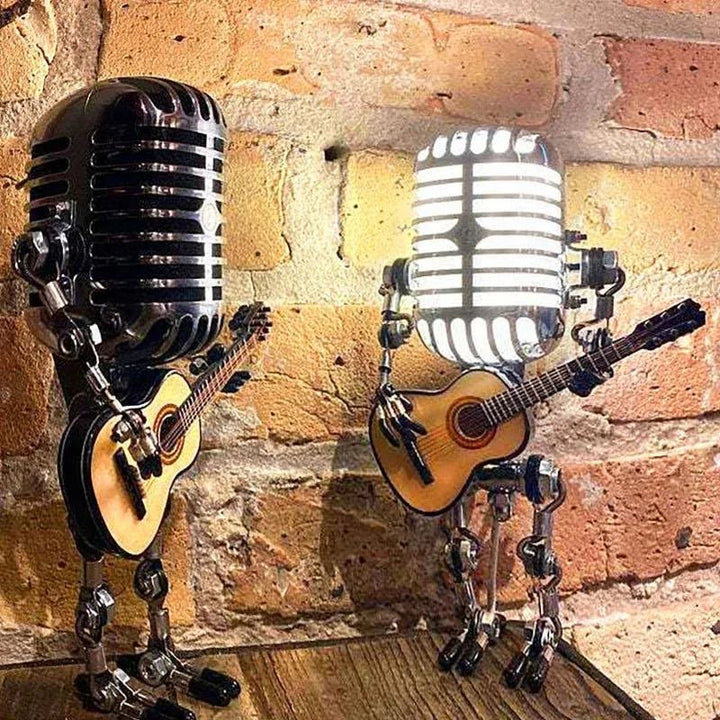 Dimmable LED Table Lamp in Creative Microphone Robot Design - Table Lamps - Red - Oaksoho