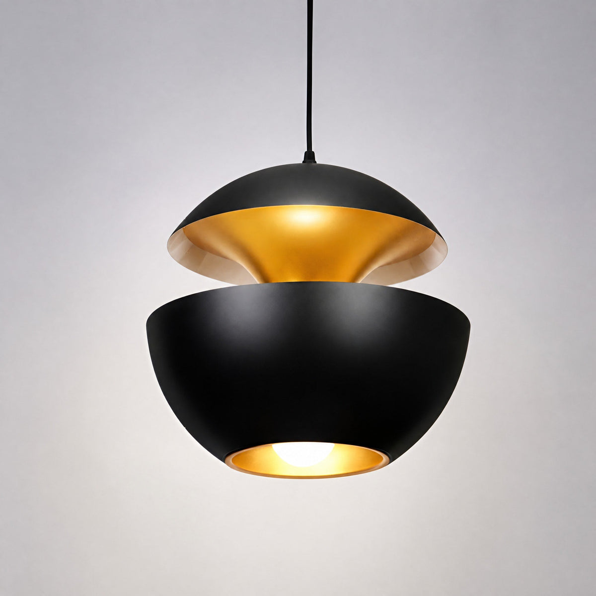 Dome Pendant Light with Trumpet Flower Shade Design - Pendant Light Fixtures - Black - Oaksoho