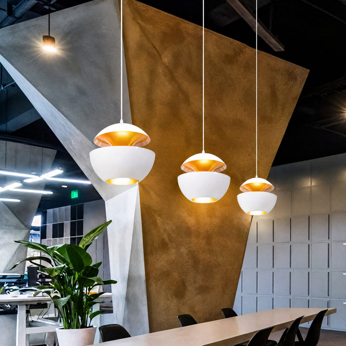 Dome Pendant Light with Trumpet Flower Shade Design - Pendant Light Fixtures - White - Oaksoho