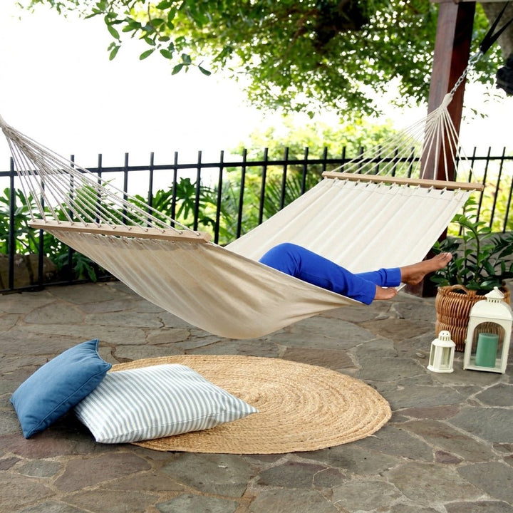 Double Hammock with Spreader Bar and Pillow - Hammock - Oaksoho
