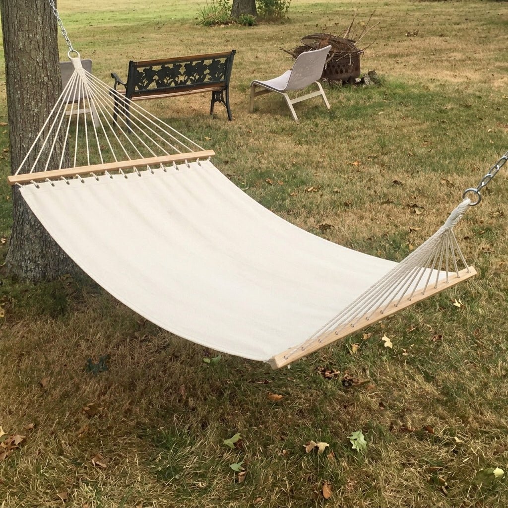 Double Hammock with Spreader Bar and Pillow - Hammock - Oaksoho