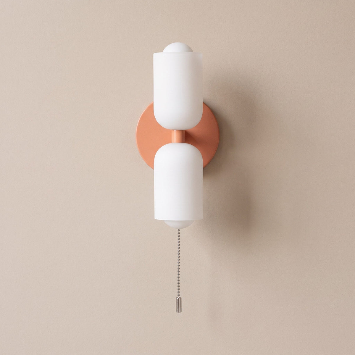 Double Head Wall Lights with Frosted Glass Globes - Wall Light Fixtures - Pink - Oak Soho
