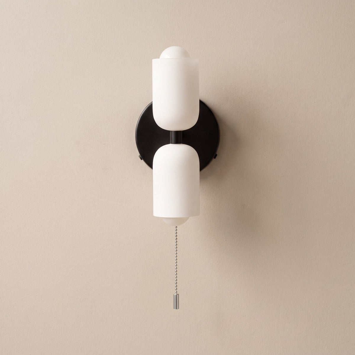 Double Head Wall Lights with Frosted Glass Globes - Wall Light Fixtures - Black - Oak Soho