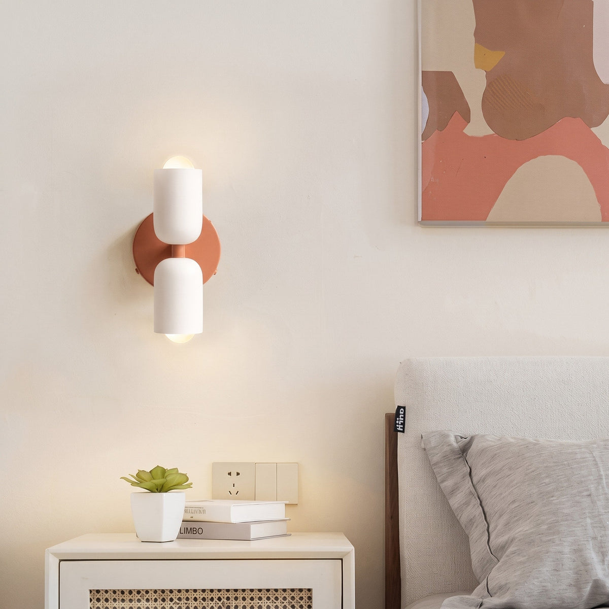 Double Head Wall Lights with Frosted Glass Globes - Wall Light Fixtures - Pink - Oak Soho