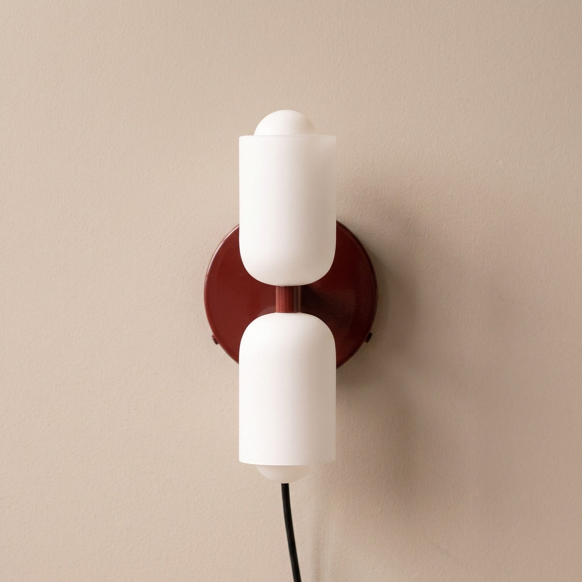 Double Head Wall Lights with Frosted Glass Globes - Wall Light Fixtures - Red - Oak Soho