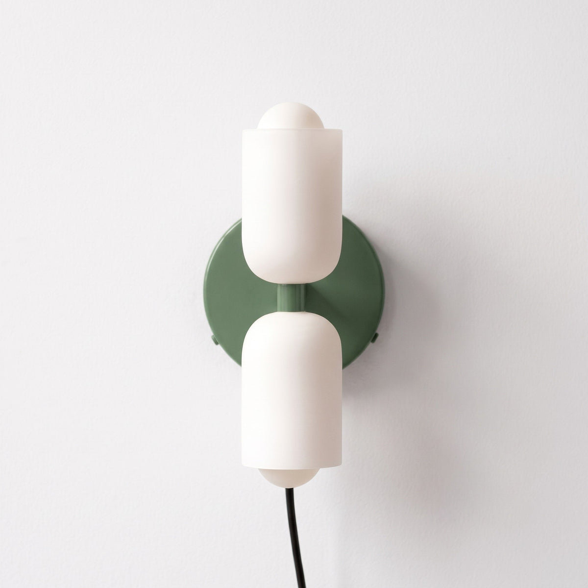 Double Head Wall Lights with Frosted Glass Globes - Wall Light Fixtures - Green - Oak Soho