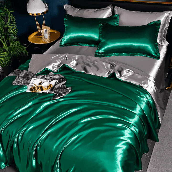 Durable Bedding Set with Glossy Surface - Bedding Set - Silver Green - Oaksoho