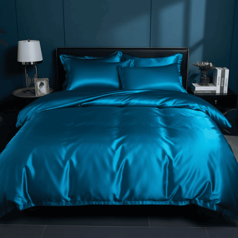 Durable Bedding Set with Glossy Surface - Bedding Set - Light Blue - Oaksoho