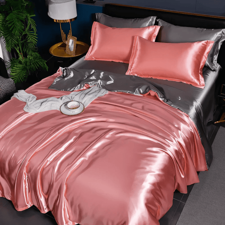 Durable Bedding Set with Glossy Surface - Bedding Set - Rose Silver - Oaksoho
