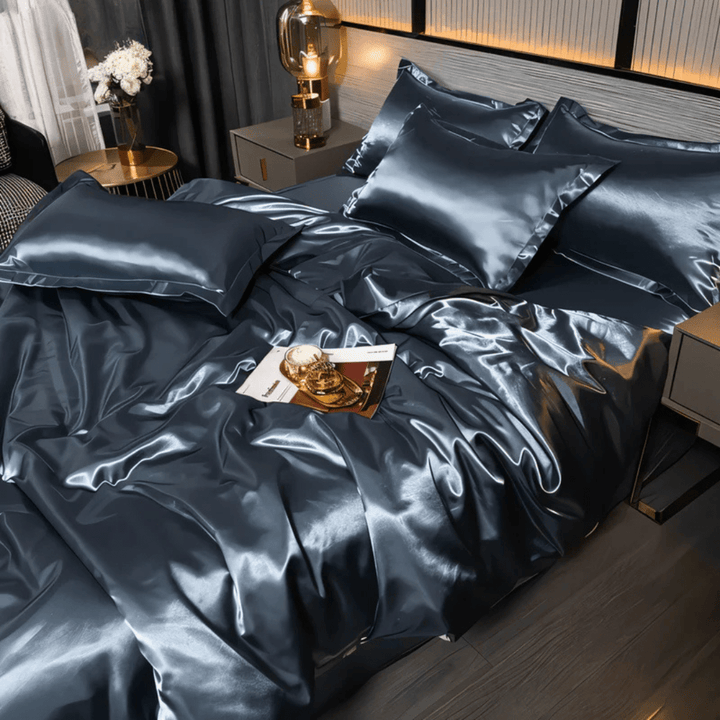 Durable Bedding Set with Glossy Surface - Bedding Set - Blue - Oaksoho