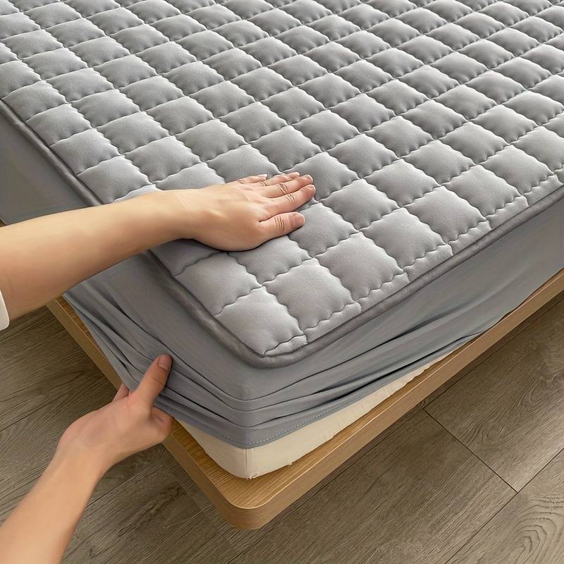 Elastic Quilted Mattress Protector - Bedroom - Grey - Oaksoho