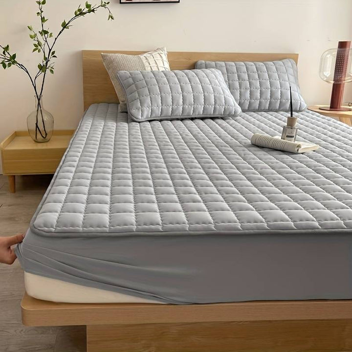 Elastic Quilted Mattress Protector - Bedroom - Grey - Oaksoho