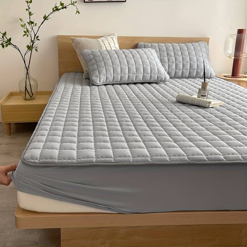 Elastic Quilted Mattress Protector - Bedroom - Grey - Oaksoho