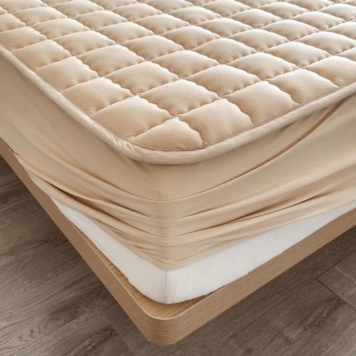 Elastic Quilted Mattress Protector - Bedroom - Beige - Oaksoho