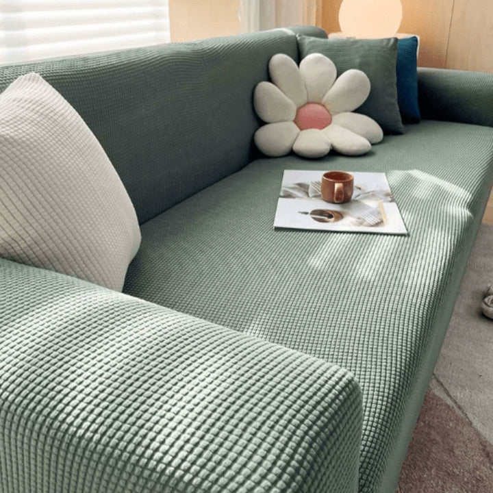 Elastic Sofa Cover with Textured Surface for Upholstered Furniture - Sofa Cover - Green - Oaksoho