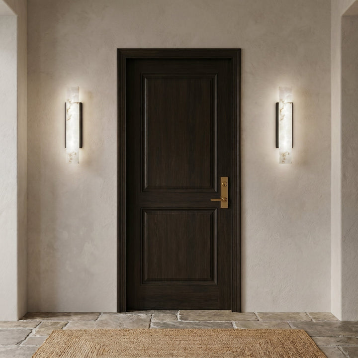 Elegant Alabaster Wall Lamp with Black Metal Frame - Wall Lights - 50 cm (12W) - Oaksoho