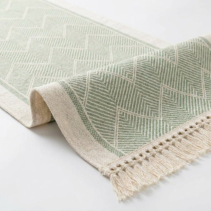 Elegant Table Runner with Woven Texture for Living Spaces - Table Runner - Green - Oaksoho
