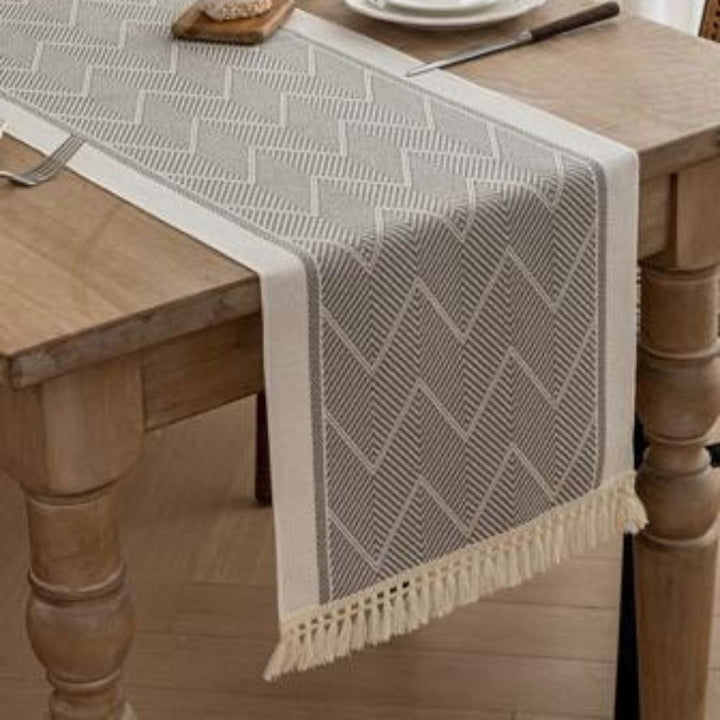 Elegant Table Runner with Woven Texture for Living Spaces - Table Runner - Gray - Oaksoho