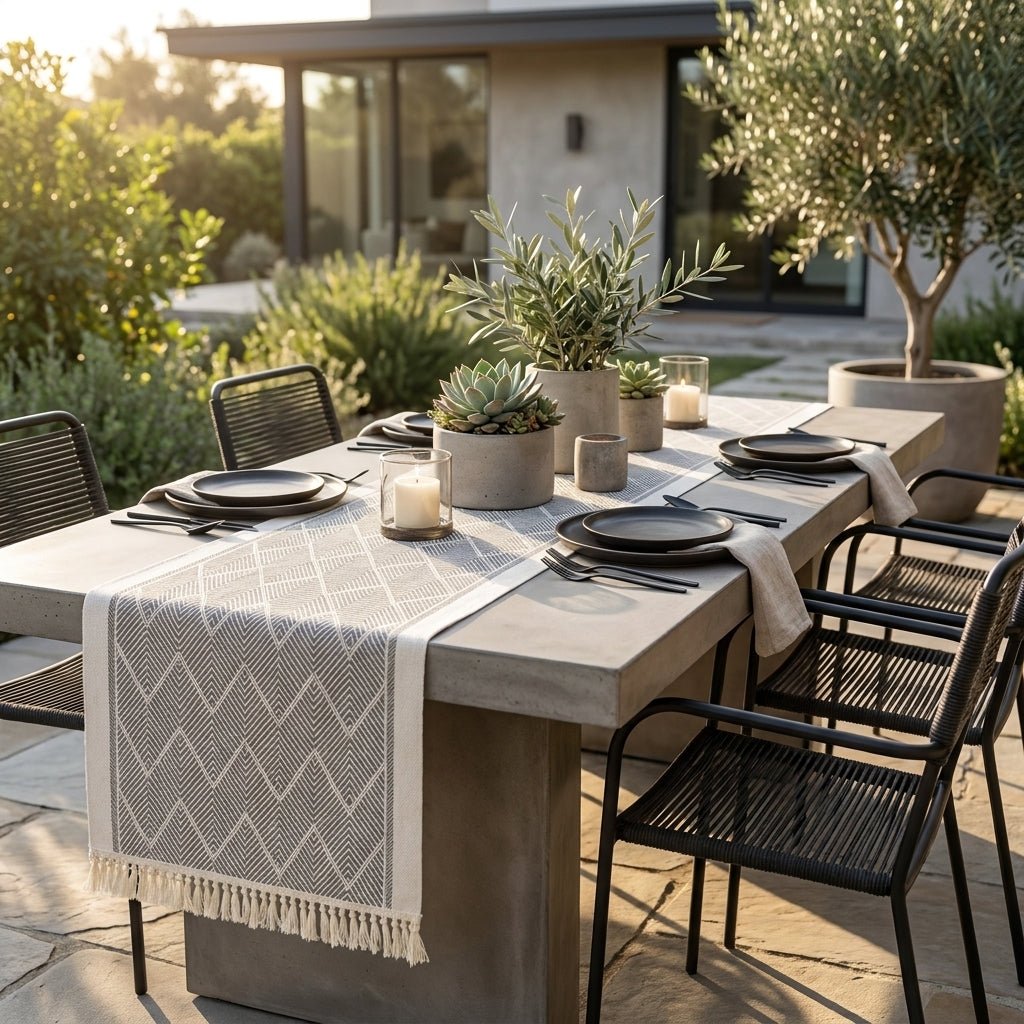 Elegant Table Runner with Woven Texture for Living Spaces - Table Runner - Gray - Oaksoho