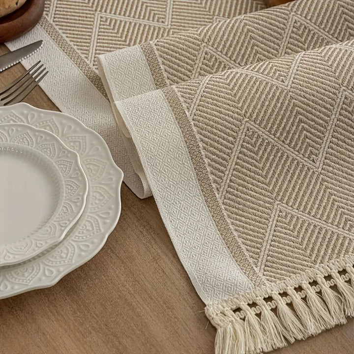 Elegant Table Runner with Woven Texture for Living Spaces - Table Runner - Beige - Oaksoho