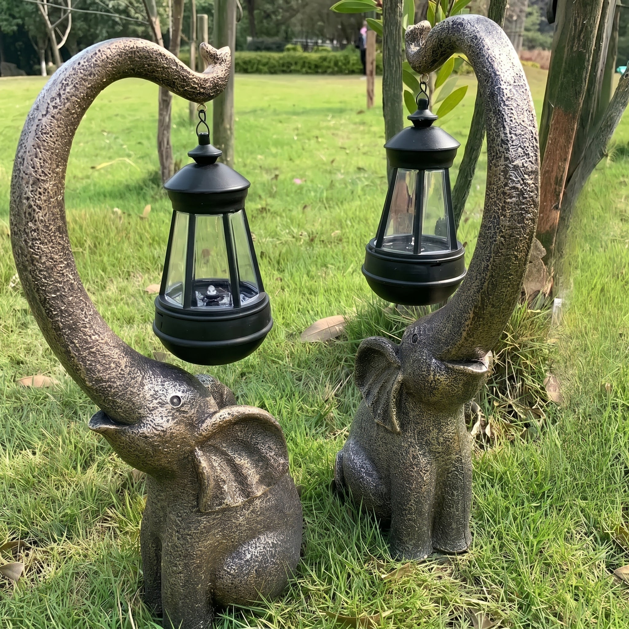 Elephant Sculpture Lantern for Outdoor Pathways - Lantern - Oaksoho