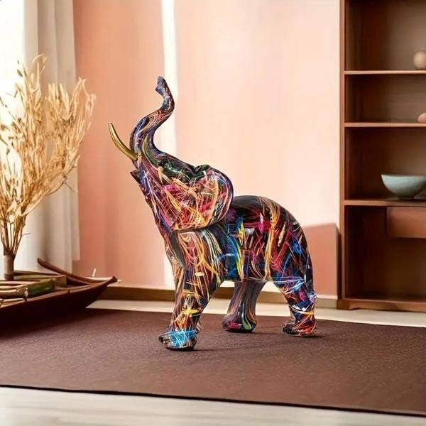 ElevaArt – Colourful Graffiti Elephant Figurine for Modern Art Lovers - Sculputure - Oaksoho