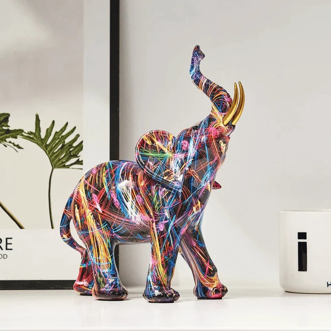 ElevaArt – Colourful Graffiti Elephant Figurine for Modern Art Lovers - Sculputure - Oaksoho