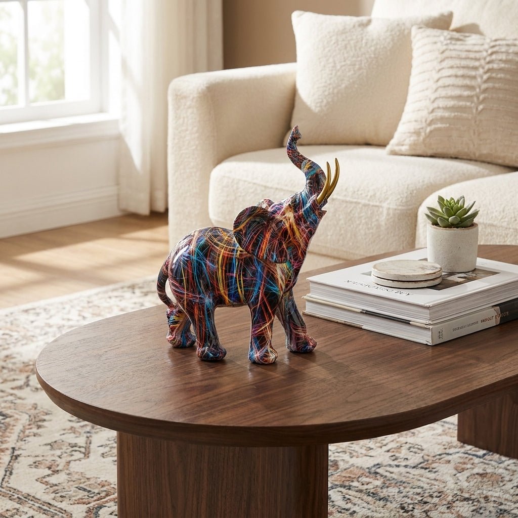 ElevaArt – Colourful Graffiti Elephant Figurine for Modern Art Lovers - Sculputure - Oaksoho
