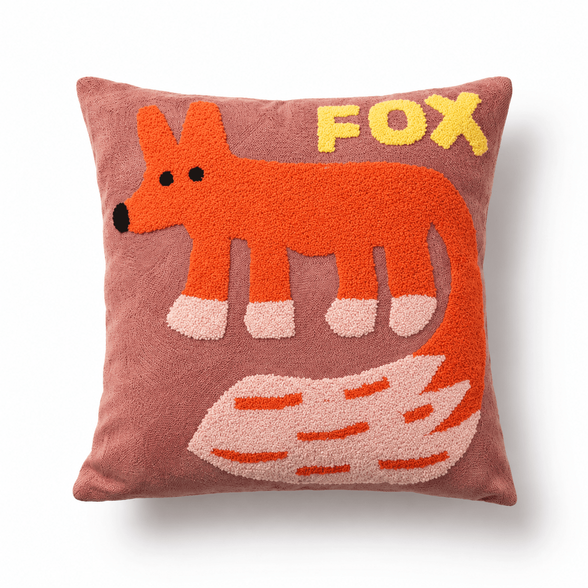Embroidered Animal Cushion Cover with Playful Cartoon Design - Chair & Sofa Cushion Covers - Fox - Oak Soho
