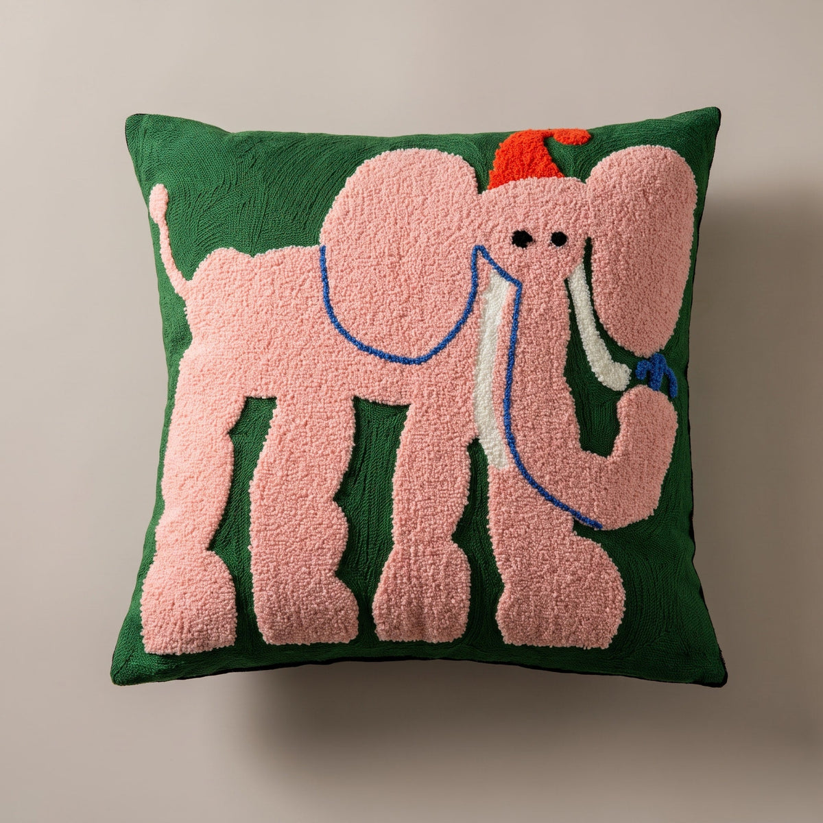 Embroidered Animal Cushion Cover with Playful Cartoon Design - Chair & Sofa Cushion Covers - Elephant - Oaksoho
