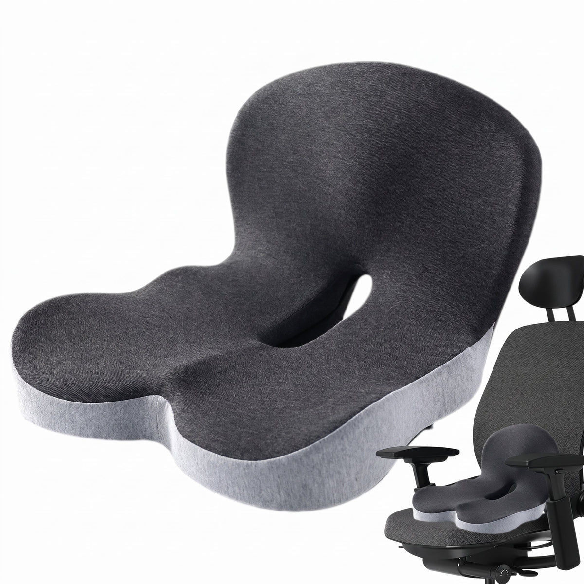 Ergonomic Memory Foam Seat Cushion with Backrest Support - Chair & Sofa Cushion Covers - Default - Oak Soho