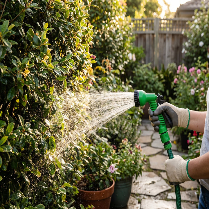 Expandable Garden Hose with Multi - Function Spray Gun - Multi - Function Spray Gun - Green - Oaksoho