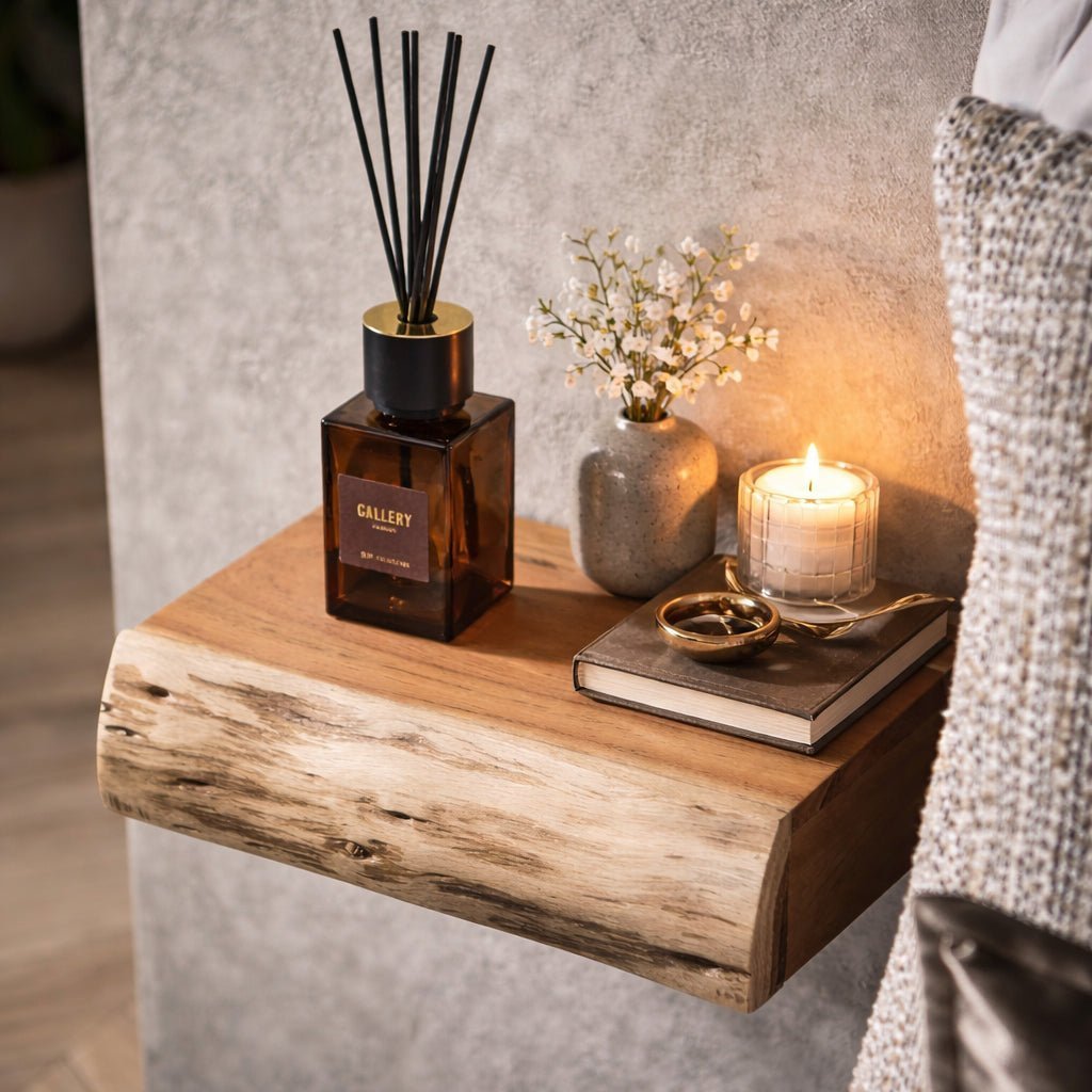 Floating Wall Shelf Set of 2 Wood Nightstands - Floating Wall Shelves & Ledges - 30x20x8 cm - Oak Soho