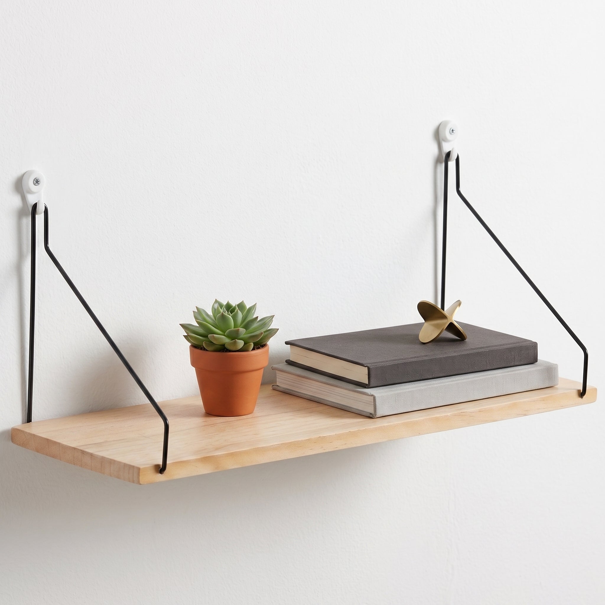 Floating Wall Shelf with Angled Bracket - Wall Shelf - 50x16.5x15.8 cm - Oaksoho