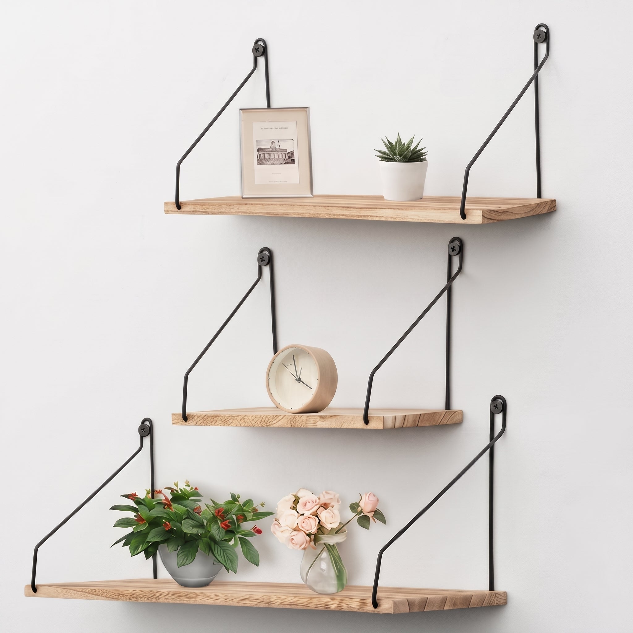 Floating Wall Shelf with Angled Bracket - Wall Shelf - 50x16.5x15.8 cm - Oaksoho