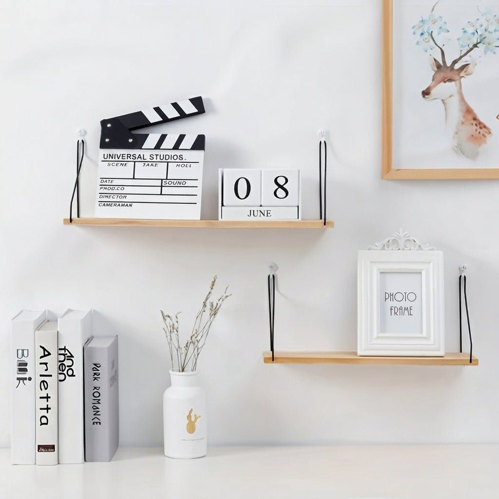 Floating Wall Shelf with Angled Bracket - Wall Shelf - 50x16.5x15.8 cm - Oaksoho