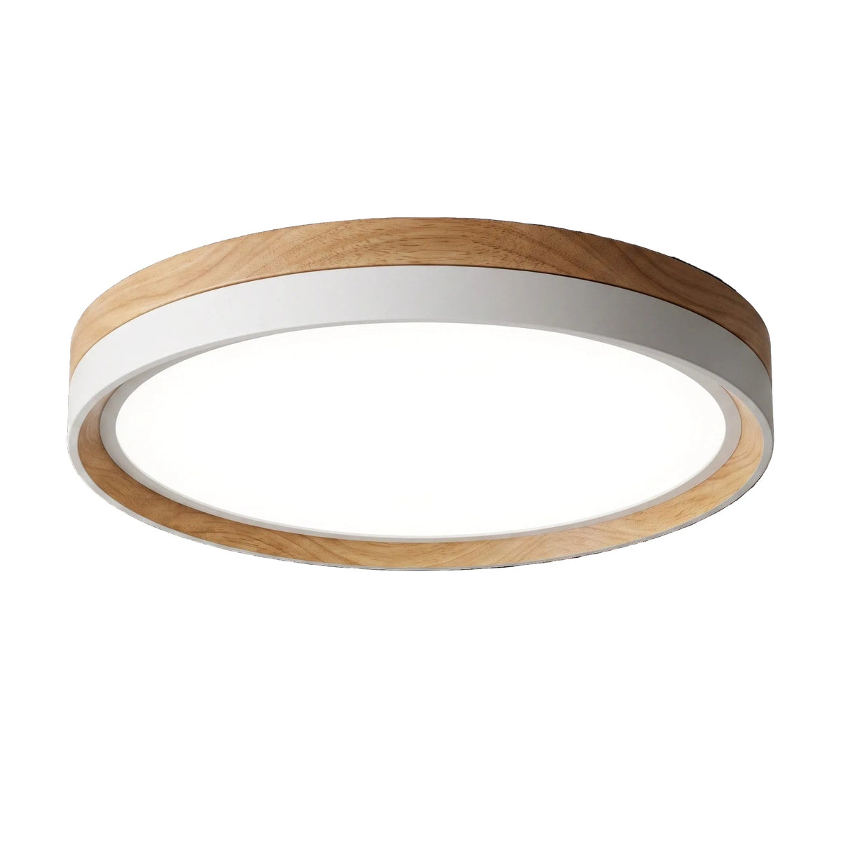 Flush Mount Nordic Round Wood Trim LED Ceiling Light - Ceiling Light Fixtures - White - Oaksoho