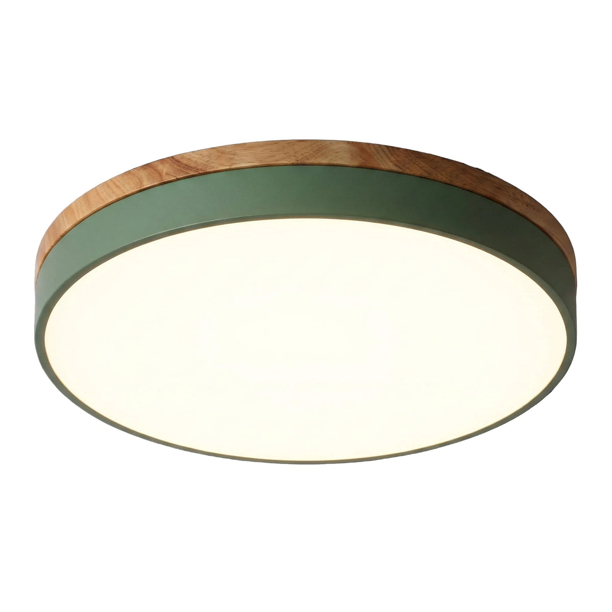 Flush Mount Nordic Round Wood Trim LED Ceiling Light - Ceiling Light Fixtures - White - Oaksoho