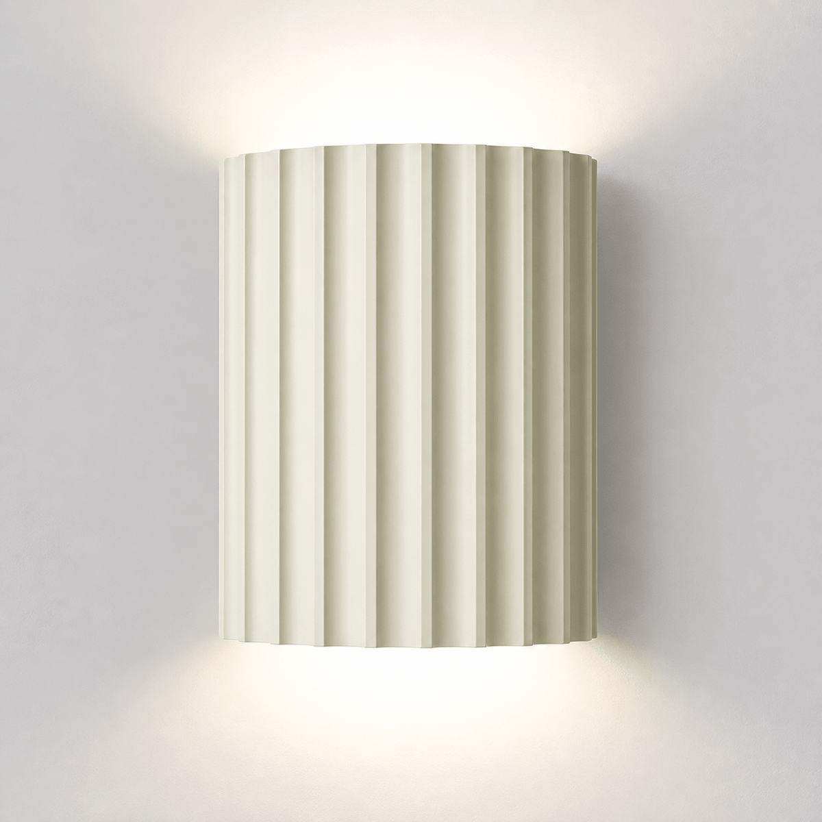 Fluted Cylinder Wall Light with Ribbed Design Finish - Wall Light Fixtures - White - Oak Soho