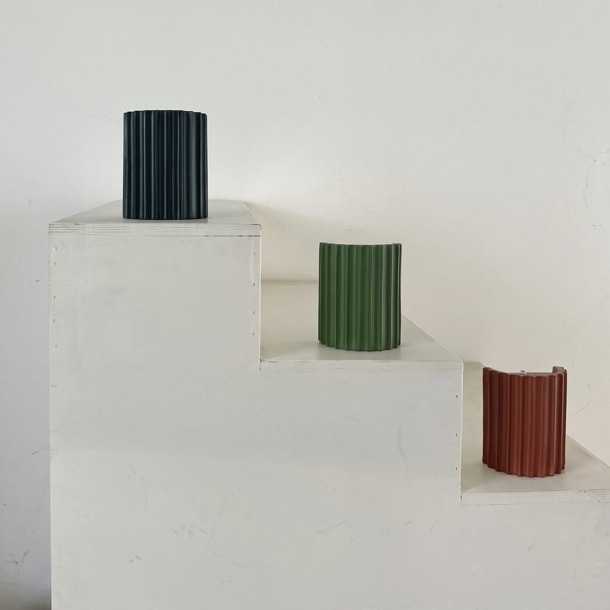 Fluted Cylinder Wall Light with Ribbed Design Finish - Wall Light Fixtures - Orange - Oak Soho