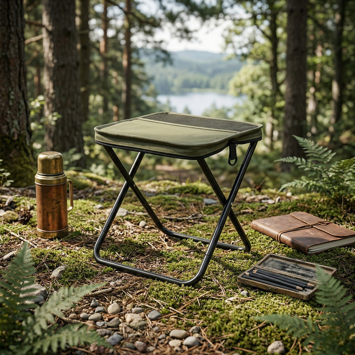 Folding Stool with Integrated Bag - Stool - Green - Oaksoho