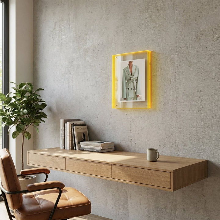 Frameless Transparent Photo Frame - Picture frame - Yellow - Oaksoho